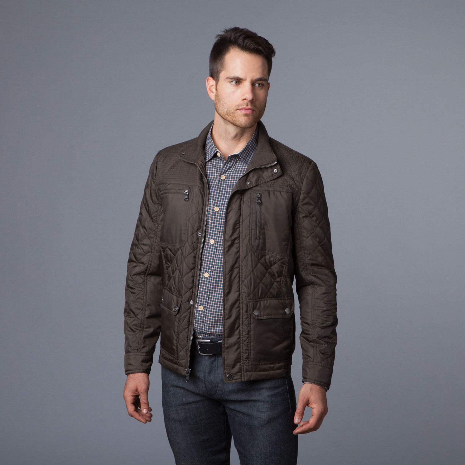 Urban Republic // Quilted Jacket + Knit Collar // Olive (S) - Urban ...