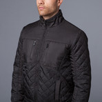 Urban Republic // Quilted Bomber + Knit Collar // Charcoal (S)