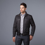 Urban Republic // Quilted Bomber + Knit Collar // Charcoal (S)