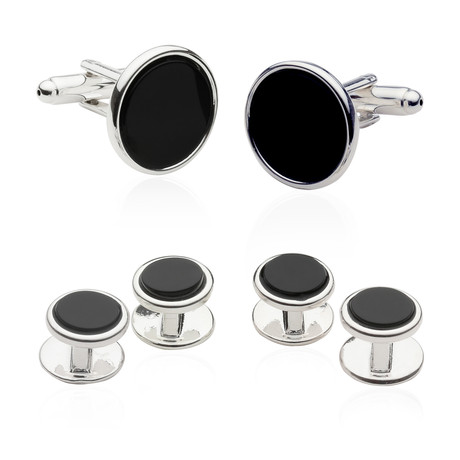 Sterling Silver Plated Onyx Formal Set