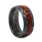 Lashbrook Arbor Damascus Steel Ring With Wood Inlay (Size 7)