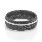 Lashbrook Nimbus Damascus Steel Ring With Sterling Silver Inlay (Size 7)