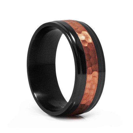 J.R. Yates Scorch Black Zirconium & Copper Ring (Size 8)