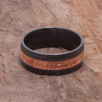 J.R. Yates Scorch Black Zirconium & Copper Ring (Size 8)