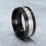 J.R. Yates Glacier Black Zirconium & Silver Ring (Size 8)