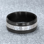 J.R. Yates Glacier Black Zirconium & Silver Ring (Size 8)