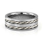 J.R. Yates Tullamore Tungsten And Sterling Ring (Size 7.5)