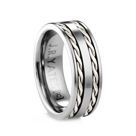 J.R. Yates Tullamore Tungsten And Sterling Ring (Size 7.5)