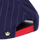 Kauai Rooster Wool Baseball Cap // Navy Pinstripe