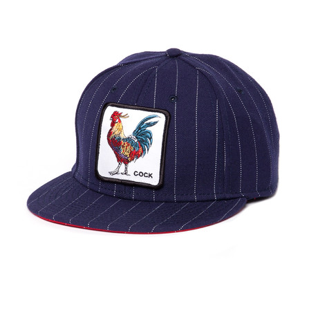 Kauai Rooster Wool Baseball Cap // Navy Pinstripe