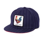 Kauai Rooster Wool Baseball Cap // Navy Pinstripe