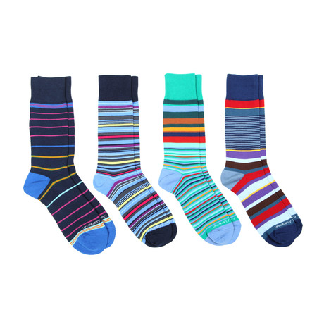 Dress Socks // Blue Stripes // Pack of 4