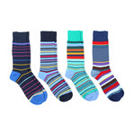 Dress Socks // Blue Stripes // Pack of 4