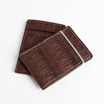 Brown Caiman // Cash Cover (Matte Brown with Orange stitch)