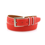 Pebble Leather Grain Belt // Red + White (28)