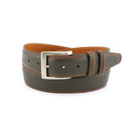 Pebble Leather Grain Belt // Chocolate + Orange (28)