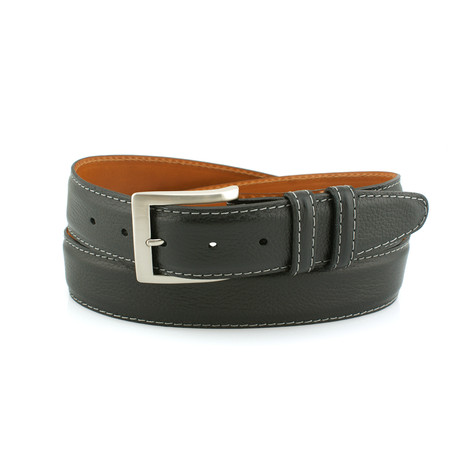 Pebble Leather Grain Belt // Black + Grey (28)