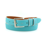 Pebble Leather Grain Belt // Aqua + White (28)