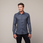 Button Up Shirt // Black + Stone Blue Stripe (2XL)