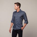 Button Up Shirt // Black + Stone Blue Stripe (S)