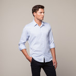 Button Up Shirt // Baby Blue + Pin Stripe (L)