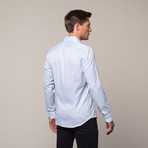 Button Up Shirt // Baby Blue + Pin Stripe (L)