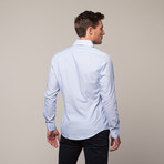 Button Up Shirt // White + Blue Stripe (S)