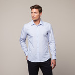 Button Up Shirt // White + Blue Stripe (XL)