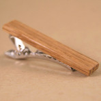 White Oak Whiskey Barrel Tie Clip