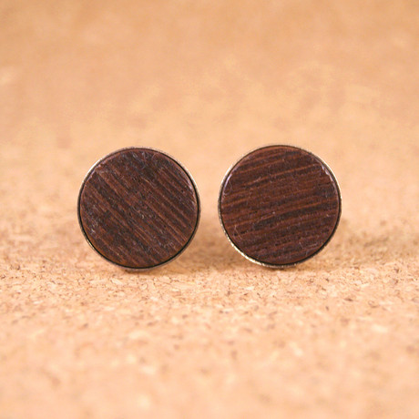 Thin Silver Bezel Round Whiskey Barrel Cufflinks
