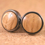 Gunmetal Round Whiskey Barrel Dome Top Cufflinks