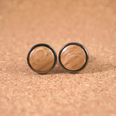 Gunmetal Round Whiskey Barrel Dome Top Cufflinks