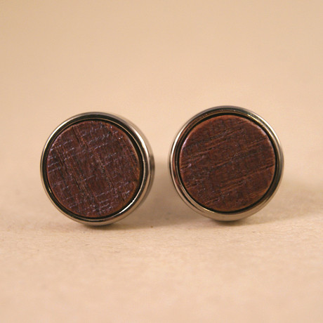Gunmetal Round Wine Barrel Cufflinks
