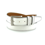 Pebble Leather Grain Belt // White + Black (28)