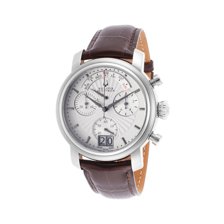 Amerigo Chronograph Brown Leather +  White Dial // 63C108