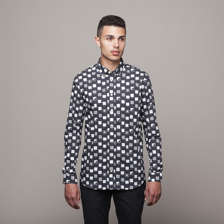 Flag Print Shirt // Black (XS)