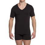 Silver Microfiber V-Neck T-Shirt // Black (M)