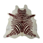 Dark Brown on White Stenciled Zebra // Cowhide Rug