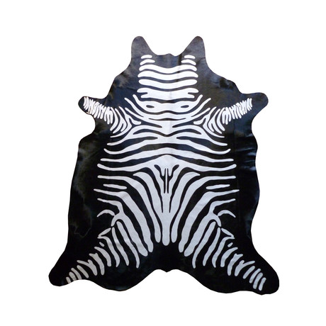 Reverse Stenciled Zebra // Cowhide Rug