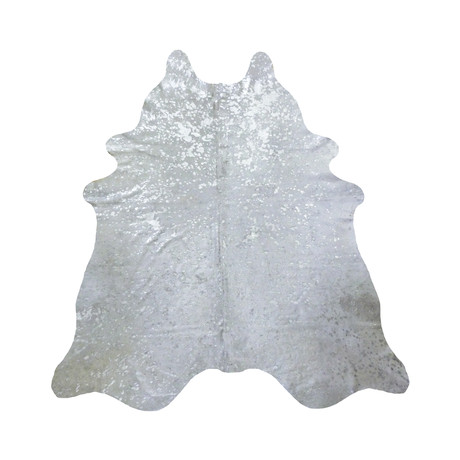 Silver Metallic on White // Cowhide Rug