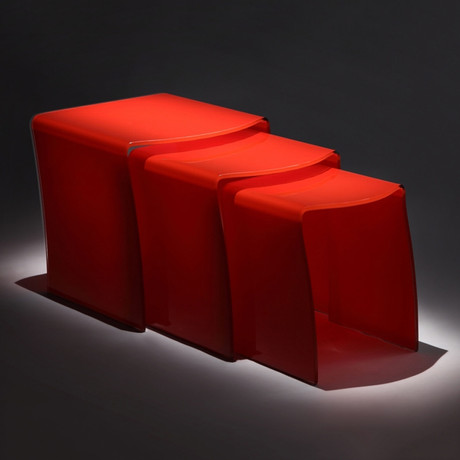 Scalli End Table Set // Red // 3 Pieces