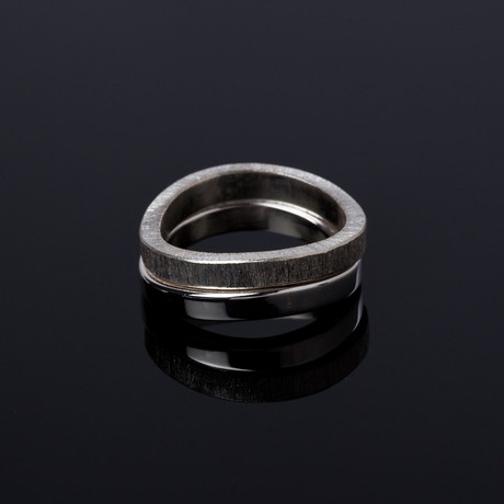 Stacked Double Thin Wave Ring (Size 5)