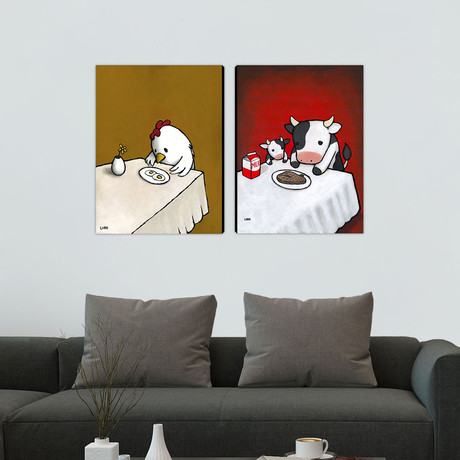 I Asked for Scrambled + Revenge is a Dish (Cow) // Canvas Pair