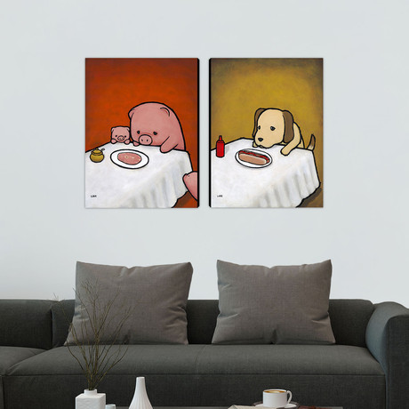 Revenge is a Dish (Pig) + (Dog) // Canvas Pair