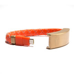 Braided Leather Cabelet MAC // Orange (Small)
