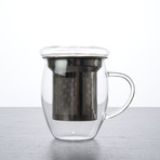 Glass Mug with Stainless Steel Strainer // 12 oz