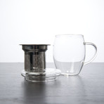 Glass Mug with Stainless Steel Strainer // 12 oz