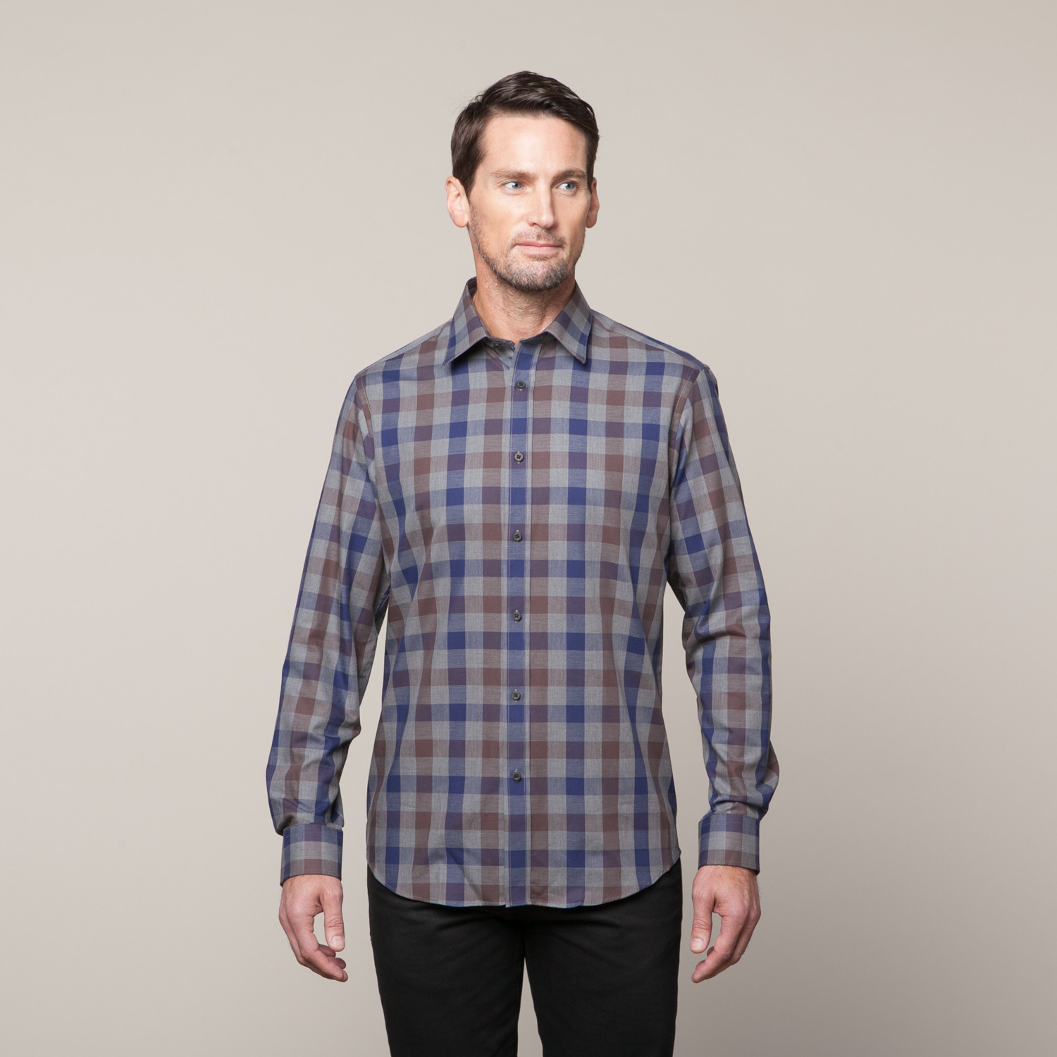 Button Up Shirt // Blue + Grey Plaid (S) - Report Collection - Touch of ...
