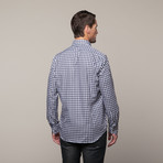 Report Collection // Button Up Shirt // Navy + White Geometric Plaid (M)