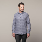 Report Collection // Button Up Shirt // Navy + White Geometric Plaid (M)